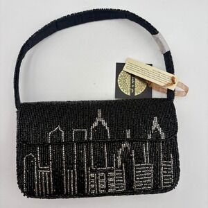 Black Beaded Evening Bag Purse India To You Skyline Design Shoulder Bag